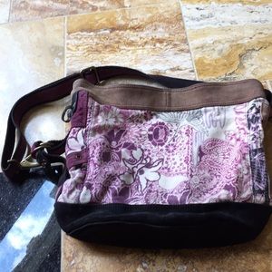 Lucky Brand Cotton/suede cream/black/purple print